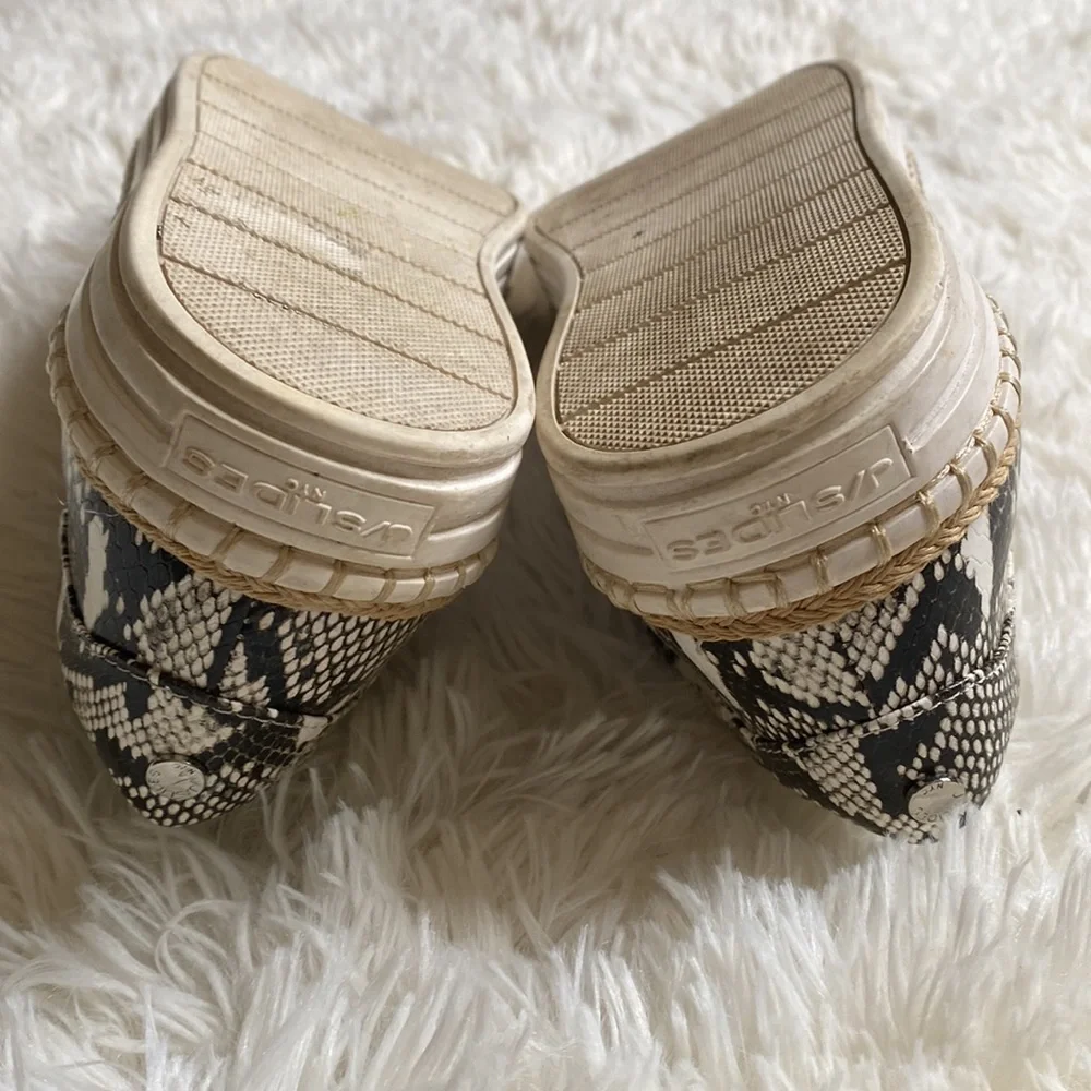 J Slides Black White Python Print Slip On Espadrille Sneakers Size 7